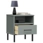vidaXL Mesita de noche patas de metal madera maciza pino gris OSLO vidaXL Mesita de noche patas de metal madera maciza pino gris OSLO