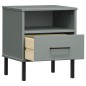 vidaXL Mesita de noche patas de metal madera maciza pino gris OSLO vidaXL Mesita de noche patas de metal madera maciza pino gris OSLO