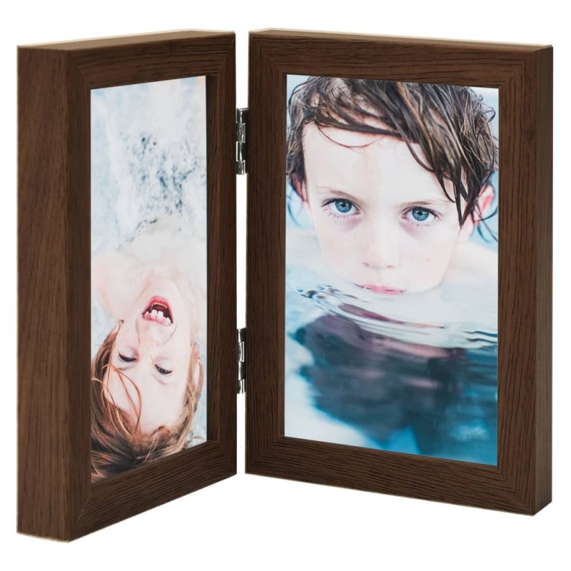 vidaXL Marco de foto collage plegable marrón oscuro 2x(21x29,7 cm)