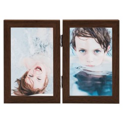 vidaXL Marco de foto collage plegable marrón oscuro 2x(21x29,7 cm)
