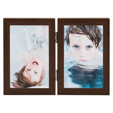 vidaXL Marco de foto collage plegable marrón oscuro 2x(21x29,7 cm)