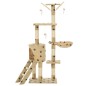vidaXL Rascador para gatos con poste de sisal 138 cm huellas beige vidaXL Rascador para gatos con poste de sisal 138 cm huellas beige