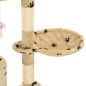 vidaXL Rascador para gatos con poste de sisal 138 cm huellas beige vidaXL Rascador para gatos con poste de sisal 138 cm huellas beige