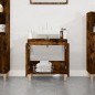 vidaXL Armario de lavabo madera contrachapada roble ahumado 58x33x60cm vidaXL Armario de lavabo madera contrachapada roble ahumado 58x33x60cm