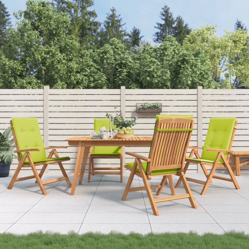 vidaXL Sillas de jardín reclinables y cojines 4 uds madera maciza teca vidaXL Sillas de jardín reclinables y cojines 4 uds madera maciza teca