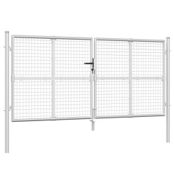 vidaXL Puerta de malla de jardín acero galvanizado plateado 300x175cm