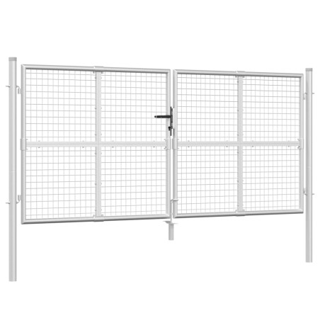 vidaXL Puerta de malla de jardín acero galvanizado plateado 300x175cm