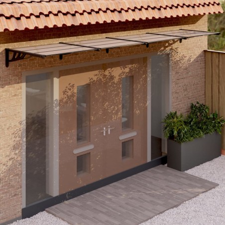 vidaXL Marquesina de puerta policarbonato negro 396x90 cm