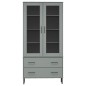 vidaXL Librería patas de metal OSLO madera maciza gris 85x35x172,5cm