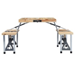 vidaXL Mesa de camping plegable con 4 asientos acero aluminio