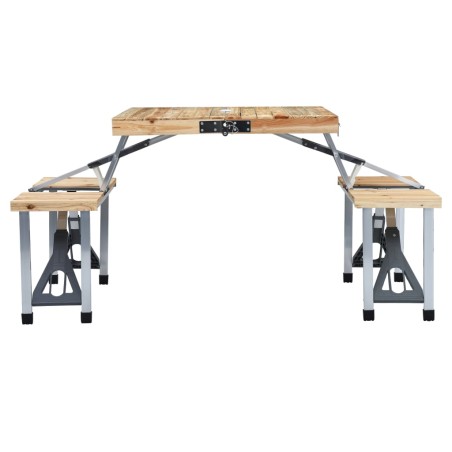 vidaXL Mesa de camping plegable con 4 asientos acero aluminio