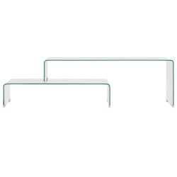 vidaXL Set mesas de centro 2 pzas vidrio templado 90x30x20/110x30x40cm 