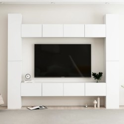 vidaXL Set de muebles de salón TV 8 piezas madera de ingeniería blanco