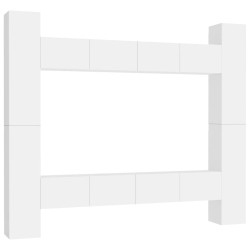 vidaXL Set de muebles de salón TV 8 piezas madera de ingeniería blanco
