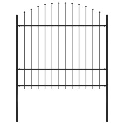 vidaXL Valla de jardín con puntas acero negro (1,5-1,75)x1,7 m