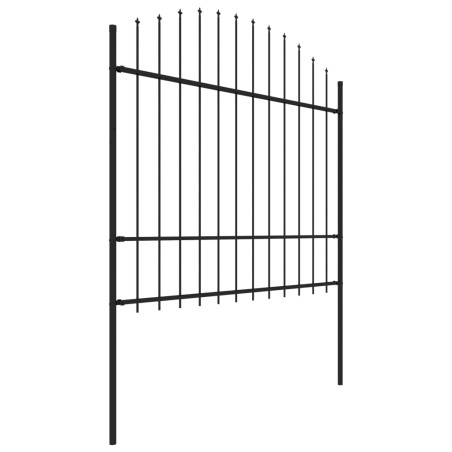 vidaXL Valla de jardín con puntas acero negro (1,5-1,75)x1,7 m