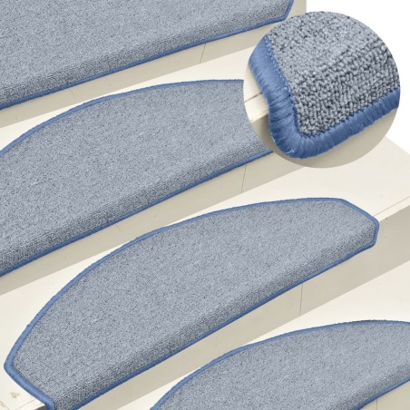 vidaXL Alfombras de peldaños de escalera 15 uds gris azul 65x24x4 cm