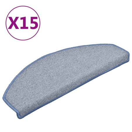 vidaXL Alfombras de peldaños de escalera 15 uds gris azul 65x24x4 cm
