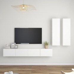 vidaXL Set de muebles de salón TV 4 piezas madera de ingeniería blanco