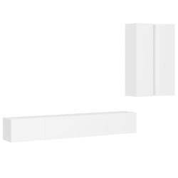 vidaXL Set de muebles de salón TV 4 piezas madera de ingeniería blanco