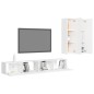 vidaXL Set de muebles de salón TV 4 piezas madera de ingeniería blanco vidaXL Set de muebles de salón TV 4 piezas madera de ingeniería blanco