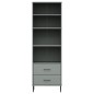 vidaXL Librería con 2 cajones OSLO madera maciza gris 60x35x180 cm vidaXL Librería con 2 cajones OSLO madera maciza gris 60x35x180 cm