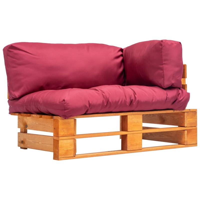 vidaXL Sofá de jardín de palets con cojines rojos madera de pino vidaXL Sofá de jardín de palets con cojines rojos madera de pino