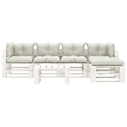  vidaXL Set muebles de jardín de palets 6 pzas madera con cojines beige
