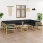 vidaXL Set de muebles de jardín 10 pzas con cojines madera impregnada vidaXL Set de muebles de jardín 10 pzas con cojines madera impregnada