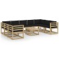 vidaXL Set de muebles de jardín 10 pzas con cojines madera impregnada vidaXL Set de muebles de jardín 10 pzas con cojines madera impregnada