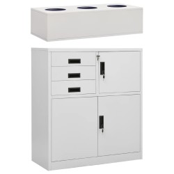 vidaXL Armario de oficina con macetero acero gris claro 90x40x125 cm