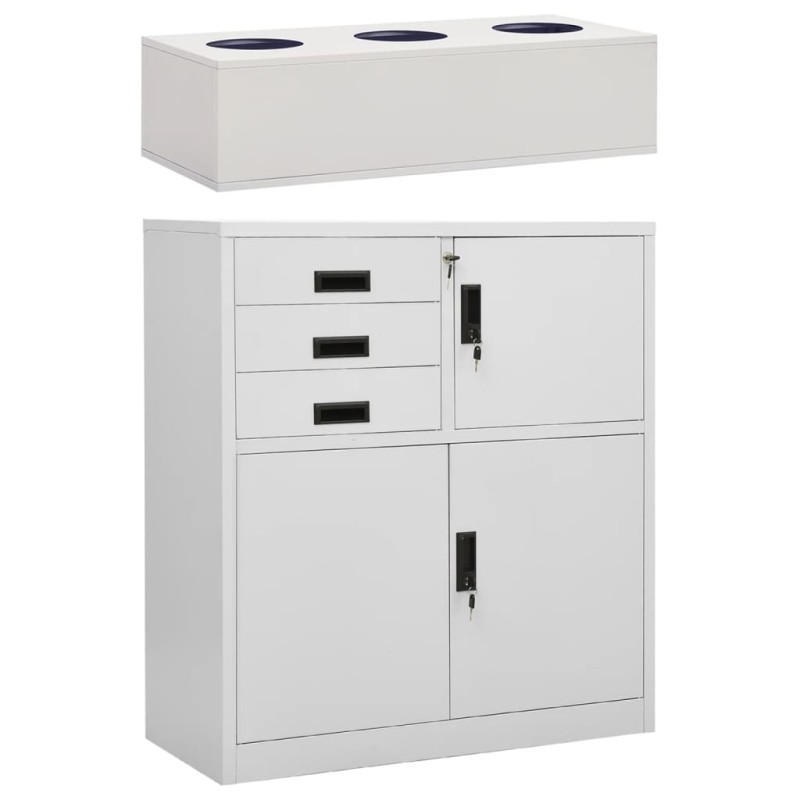 vidaXL Armario de oficina con macetero acero gris claro 90x40x125 cm vidaXL Armario de oficina con macetero acero gris claro 90x40x125 cm