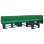 vidaXL Muebles de palets 4 pzas y cojines madera pino impregnada negro