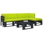 vidaXL Muebles de palets 4 pzas y cojines madera pino impregnada negro vidaXL Muebles de palets 4 pzas y cojines madera pino impregnada negro