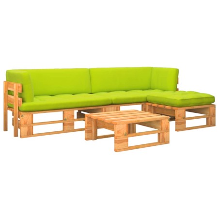 vidaXL Muebles de palets 4 pzas y cojines madera pino impregnada miel