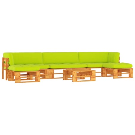 vidaXL Muebles de palets 6 pzas y cojines madera pino impregnada miel