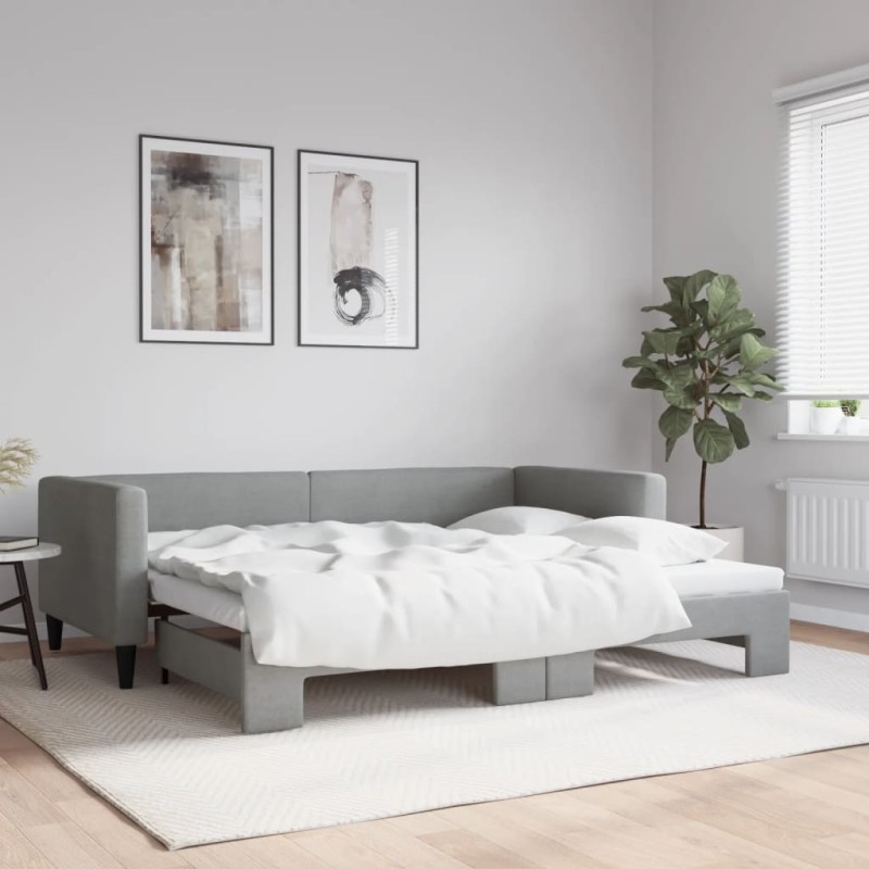 vidaXL Sofá cama nido tela gris claro 90x200 cm vidaXL Sofá cama nido tela gris claro 90x200 cm