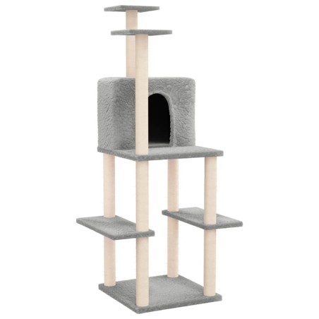 vidaXL Rascador para gatos con postes de sisal gris claro 144,5 cm