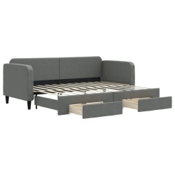 vidaXL Sofá cama nido con cajones tela gris oscuro 80x200 cm