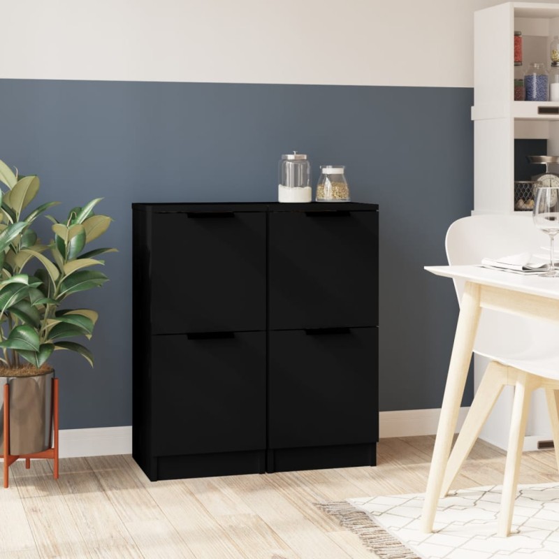 vidaXL Aparador de madera contrachapada negro 30x30x70 cm vidaXL Aparador de madera contrachapada negro 30x30x70 cm
