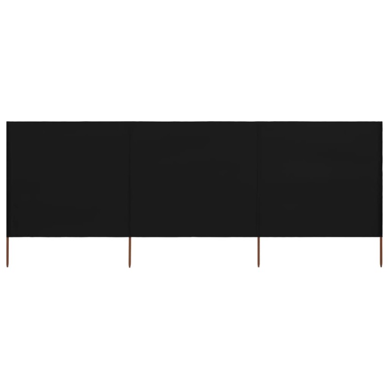 vidaXL Paravientos de playa de 3 paneles tela negro 400x120 cm vidaXL Paravientos de playa de 3 paneles tela negro 400x120 cm