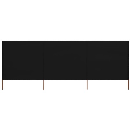 vidaXL Paravientos de playa de 3 paneles tela negro 400x120 cm