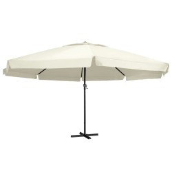 vidaXL Sombrilla de jardín y palo de aluminio blanco arena 600 cm 