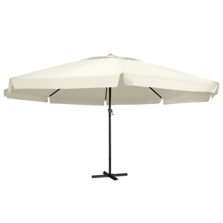 vidaXL Sombrilla de jardín y palo de aluminio blanco arena 600 cm 