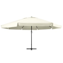 vidaXL Sombrilla de jardín y palo de aluminio blanco arena 600 cm 