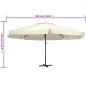 vidaXL Sombrilla de jardín y palo de aluminio blanco arena 600 cm vidaXL Sombrilla de jardín y palo de aluminio blanco arena 600 cm