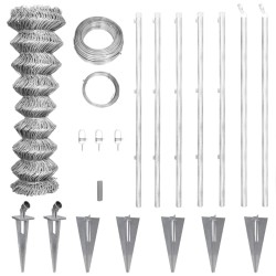 vidaXL Valla metálica con estacas postes acero galvanizado 15x1,5 m