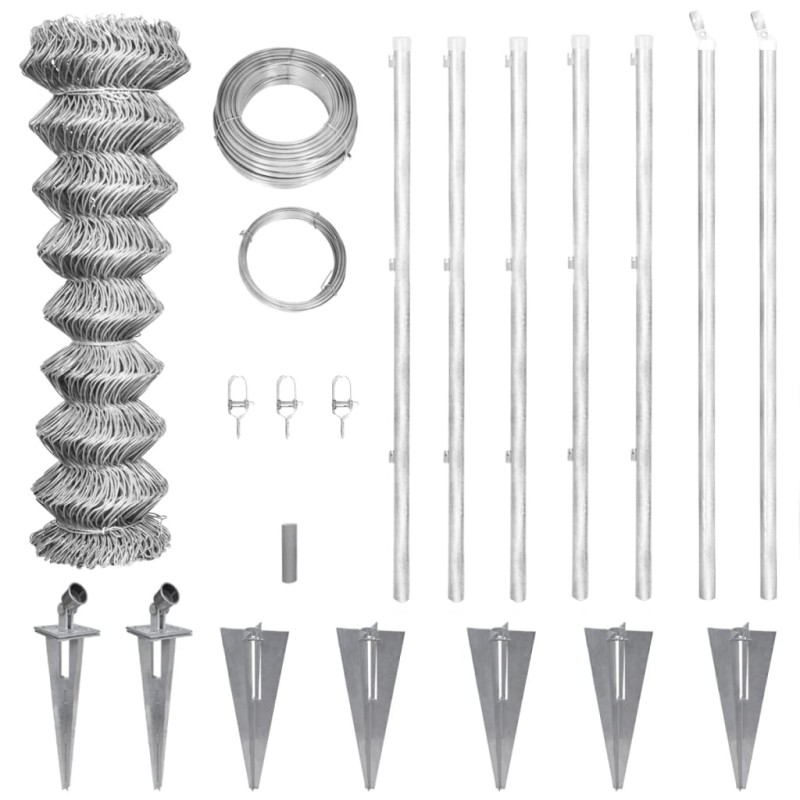 vidaXL Valla metálica con estacas postes acero galvanizado 15x1,5 m vidaXL Valla metálica con estacas postes acero galvanizado 15x1,5 m