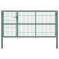 vidaXL Puerta de valla de jardín con postes acero verde 350x140 cm vidaXL Puerta de valla de jardín con postes acero verde 350x140 cm