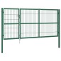 vidaXL Puerta de valla de jardín con postes acero verde 350x140 cm vidaXL Puerta de valla de jardín con postes acero verde 350x140 cm